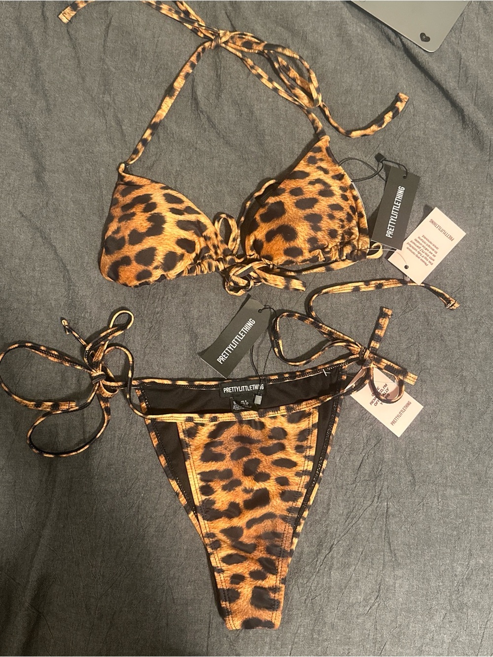 PrettyLittleThing Leopard Print Bikini Bottom in Brown and Black